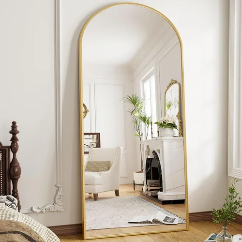 Miniatura 19 de OGCAU Espejo de suelo de longitud completa, 56 x 20 pulgadas, espejo de cuerpo completo con parte superior arqueada, para colgar o inclinarse