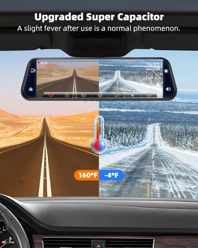 Miniatura 8 de Cámara de espejo retrovisor de 12'' con CarPlay y Android Auto, cámara de tablero de 4K, cámara frontal y trasera con asistencia de marcha
