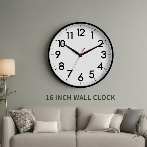 Miniatura 5 de AKCISOT Reloj de pared de 16 pulgadas, grande, silencioso y sin tictac, funciona con pilas, reloj analógico clásico decorativo para sala de estar