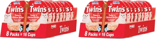 Miniatura 10 de INABA Gemelos para gatos, plato de gelée de pollo rallado y caldo con extracto de té verde, 1.23 onzas por porción, 16 porciones, receta de atún