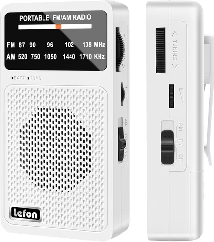 Miniatura 8 de TRELC Radio portátil AM FM, mini radios de transistor a pilas con clip trasero y cordón, excelente recepción, altavoz y conector para auriculares