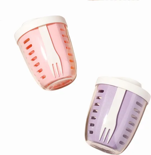Miniatura 9 de Taza portátil de almacenamiento de ensalada de frutas para picnic y fiesta con tapas y tenedor, contenedores de almacenamiento de frutas de 20 oz