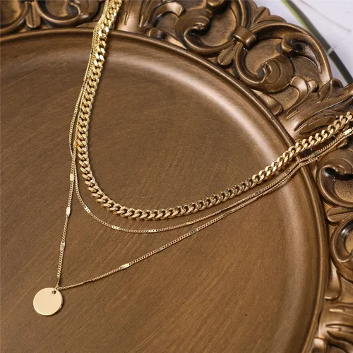 Miniatura 6 de ASCOMY Collares en capas para mujer, delicado collar de oro chapado en oro de 14 quilates, collar de espiga para mujer, collar de cruz de perlas