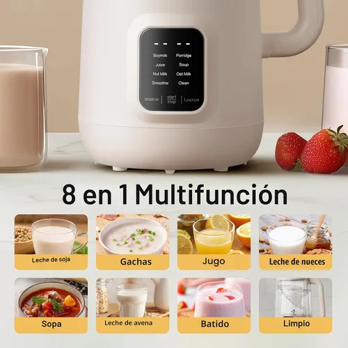 Miniatura 2 de Bear 8 en 1 máquina para hacer leche de nueces, 40oz/1.2L máquina para hacer leche de soja con auto limpieza/retraso de 12H/mantener caliente por
