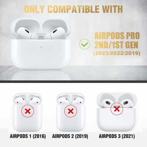 Miniatura 2 de Valkit Funda Compatible con Airpods Pro de 2ª/1ª Generación con Kit de Limpieza, Funda Militar para AirPod Pro 2 con Candado y Cordón, Funda Blanco