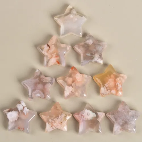 Miniatura 3 de JIC Gem 1.2 "Natural Sakura flor ágata estrella en forma de flor de cerezo ágata piedras de cristal a granel de piedras preciosas de estrella