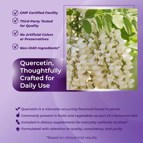 Miniatura 5 de Suplemento de quercetina Sotalix, 98% de quercetina con bromelina, zinc, vitamina D3 y saúco, apoyo inmunológico, respiratorio y cardiovascular*