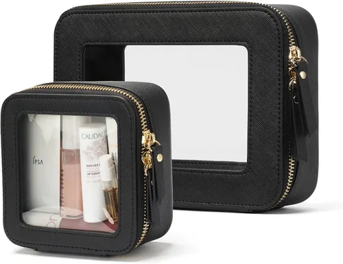Miniatura 24 de Bolsa de maquillaje transparente Popvibe, estuche de cosméticos de viaje con cremallera, bolsa de aseo transparente con cremallera, organizador Malva