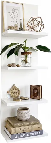 Miniatura 16 de Homaterial Estantería de pared de 5 niveles, estantería vertical decorativa para montaje en pared, estantes flotantes de columna moderna para Rosa