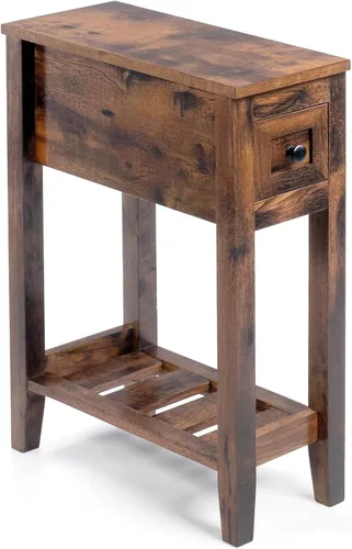 Miniatura 4 de Mesa auxiliar con cargador; mesa auxiliar de cereza con parte superior móvil y estación de carga; mesa auxiliar estrecha con gabinete