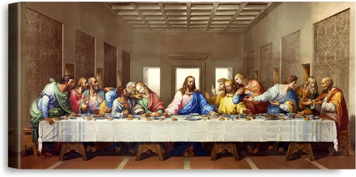 Miniatura 45 de A&T ARTWORK La Última Cena de Leonardo Da Vinci Las reproducciones de arte clásico mundial, impresiones de lienzo Giclee, arte de pared