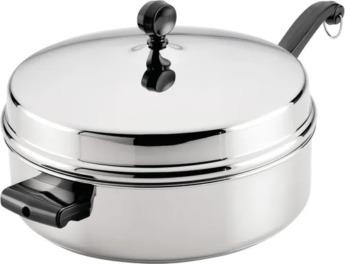 Miniatura 18 de Farberware Tapa clásica de acero inoxidable para freír, Sartén para saltear (2.75 cuartos de galón), Plateado