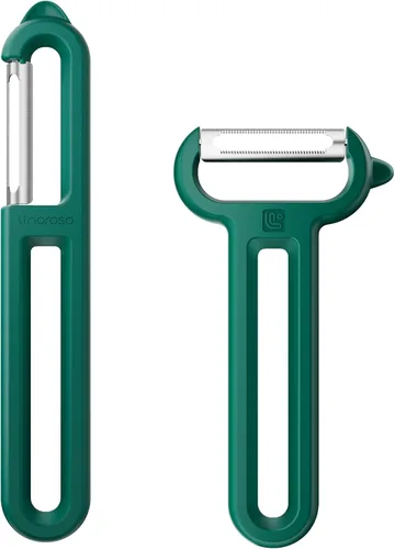 Miniatura 10 de Linoroso Juego de 3 peladores de verduras con pelador recto, pelador dentado y pelador en Y juliana, apto para lavavajillas, pelador de frutas Verde