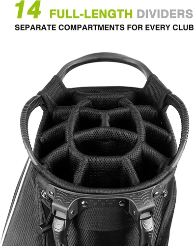 Miniatura 2 de ANNCORD Bolsa de golf con divisores superiores de 14 vías de longitud completa con soporte, 8 bolsillos, bolsa enfriadora, bolsa de golf impermeable