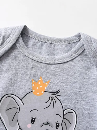 Miniatura 72 de Conjunto de 3 piezas de ropa de bebé recién nacido con estampado de manga larga + pantalones + sombrero