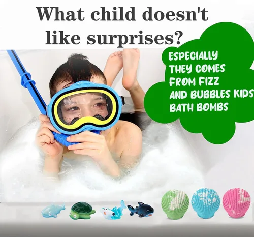 Miniatura 5 de Bombas de baño para niños con animales marinos sorpresa en el interior, set de regalo de 20 bombas de baño con forma de concha para niños, bombas