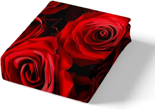 Miniatura 4 de Juego de funda de edredón de rosa roja, tamaño matrimonial, juego de ropa de cama floral color rojo degradado y negro para niñas, mujeres, niños