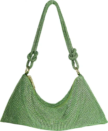 Bolso de noche brillante con diamantes de imitación para mujer, bolso de mano plateado, bolso Hobo para fiesta, baile de graduación, boda
