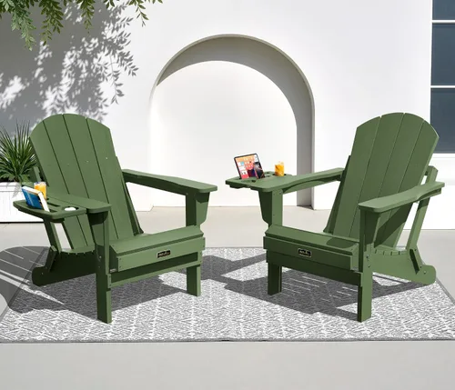 Miniatura 18 de SERWALL - Silla plegable Adirondack para patio, jardín, exterior, resistente a la intemperie, sillas para hoguera, color naranja