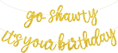 Miniatura 11 de BEISHIDA Cartel con texto en inglés «Go Shawty It's Your Birthday» con texto en inglés «No DIY Hip Hop» con tema de feliz cumpleaños, cartel de Rojo