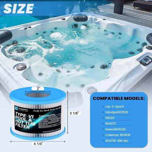 Miniatura 2 de El cartucho de filtro tipo VI para bañera de hidromasaje reemplaza el filtro para jacuzzis Lay-Z-Spa, Coleman y SaluSpa 90352E 58323 90427E
