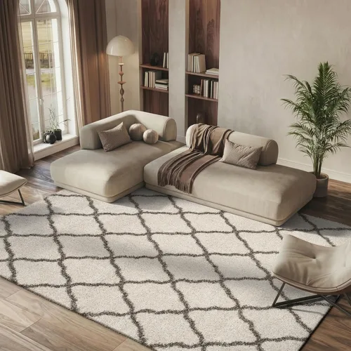 Miniatura 26 de SAFAVIEH Hudson Shag Collection - Alfombra extragrande de 11 x 15 pies, diseño de enrejado, no desprende pelusa y de fácil cuidado, 2 pulgadas