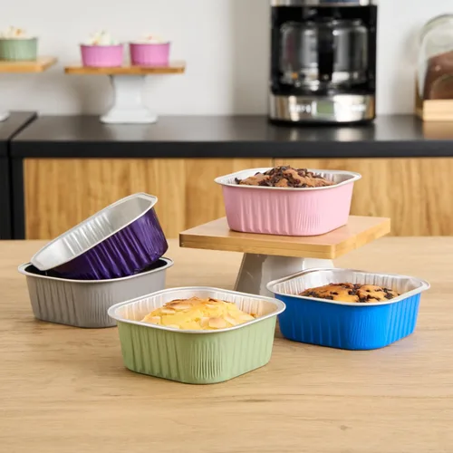Miniatura 10 de Restaurantware - Moldes desechables, paquete de 100 tazas cuadradas de aluminio para hornear de 10 onzas - Las tapas se venden por separado, listas