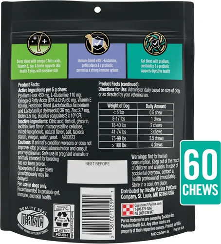 Miniatura 8 de Purina Pro Plan - Suplementos veterinarios masticables caninos de cuidado múltiple para perros, con Omega 3, apoya la salud de la piel, el sistema