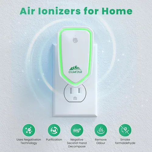 Miniatura 2 de Ionizadores de aire para el hogar (paquete de 4), sistema de filtración de iones negativos, ambientador silencioso para dormitorio, oficina, cocina