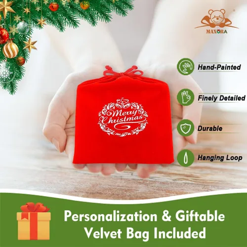 Miniatura 3 de MAXORA Adorno de Navidad personalizado para parejas 2026 – Adorno personalizado de familia de 2 de oso negro con nombres, decoración de árbol