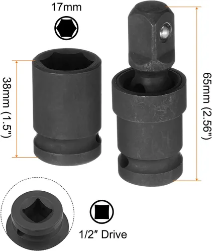 Miniatura 2 de HARFINGTON Zócalo poco profundo de impacto de 0.669 in de acero CR-MO con adaptador de enchufe giratorio universal de 360 grados