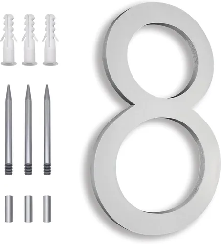 Miniatura 15 de Números Reflectantes de 8 Pulgadas para Dirección en Casa, Números de Casa Modernos de Metal Negro para Dirección en la Calle, Números de Casa
