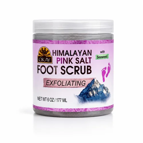 Miniatura 9 de Okay Exfoliante para pies de sal negra del Himalaya con algas marinas, 6 onzas