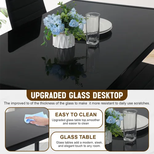 Miniatura 3 de NChanmar Juego de mesa de comedor para 4 muebles, juego de comedor de 5 piezas, mesa de cocina moderna con sillas tapizadas de piel sintética y mesa
