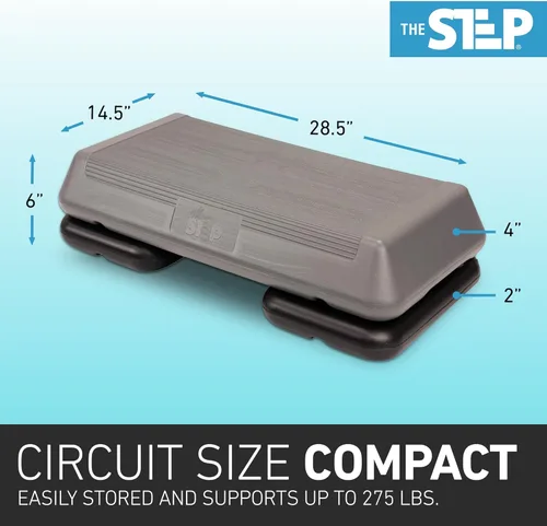 Miniatura 7 de Freestyle STEP Plataforma de escalón para ejercicio, Stepper de tamaño circuito para ejercicio en casa Plateado/Negro