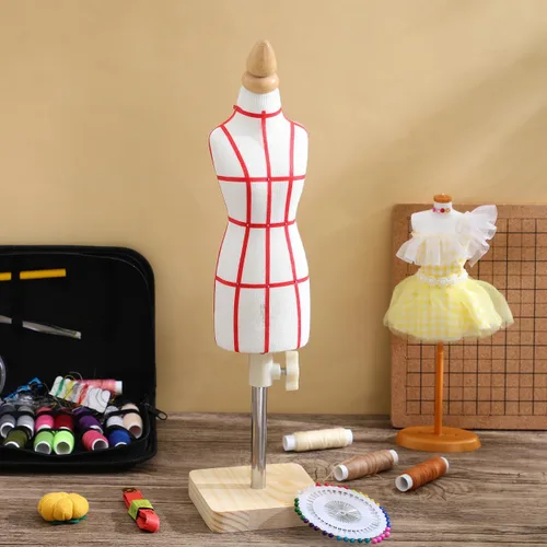 Miniatura 2 de Maniquí de forma de vestido femenino tamaño 1/4 de costura en miniatura, mini pantalón, modista con regla y aguja para hacer patrones de costura