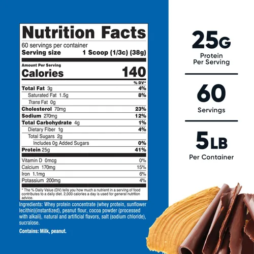 Miniatura 2 de Nutricost Concentrado de proteína de suero (mantequilla de maní y chocolate) 5 libras, sin gluten y sin OMG