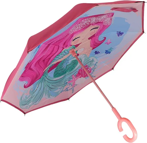 Miniatura 91 de MRTLLOA - Paraguas invertido de gran tamaño de 40/49/56 pulgadas - Sombrilla doble capa resistente al viento, con mango en forma de C y tamaño golf
