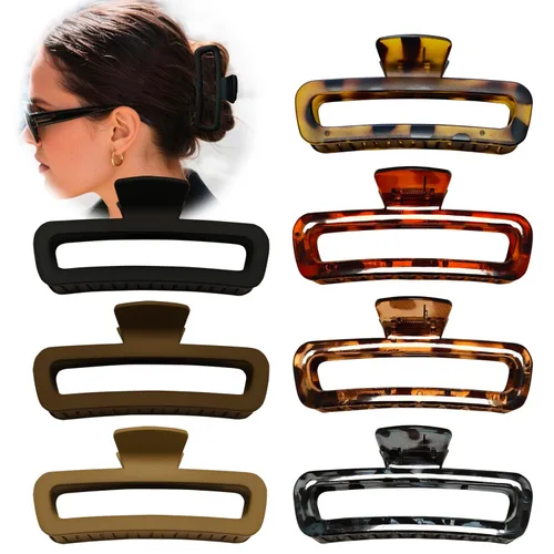 Miniatura 12 de Pinzas para el cabello de 5 pulgadas, irrompibles, cuadradas, rectangulares, color neutro, para cabello grueso y rizado, largo, para mujeres, A 5