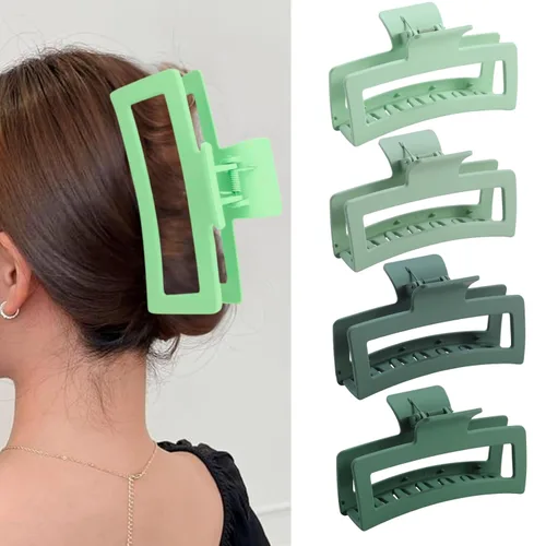 Miniatura 10 de ZYTJ Pinzas de garra negras extra grandes de 5 pulgadas para cabello grueso y largo, paquete de 4 clips de garra extra grandes, pinzas rectangulares