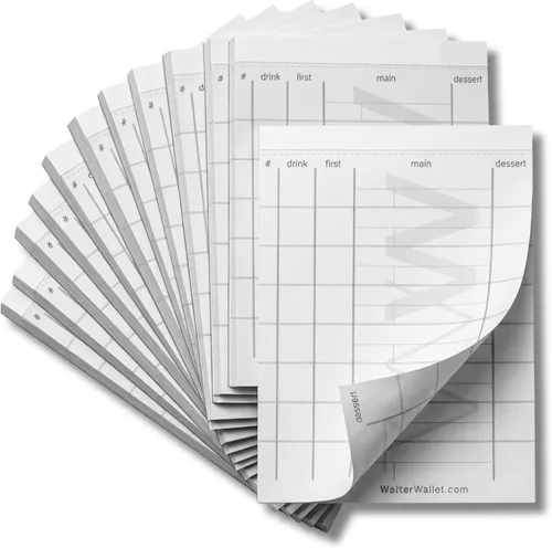 Miniatura 10 de Waiter Wallet Jr. Pads Paquete de 12 blocs de notas de invitados Bloc de notas perforado y grapado de doble cara para servidor de restaurante