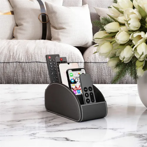 Miniatura 4 de Thipoten Soporte para Control Remoto, Organizador/Almacenamiento/Bandeja de Cuero Sintético para Controles Remotos, Anteojos de Lectura, Suministros