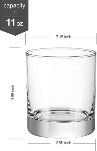 Miniatura 6 de LUXU Vasos de whisky - Juego de 6 vasos de whisky de alta calidad, 11 onzas, vasos de whisky a la antigua/cristalería estilo bourbon/ron