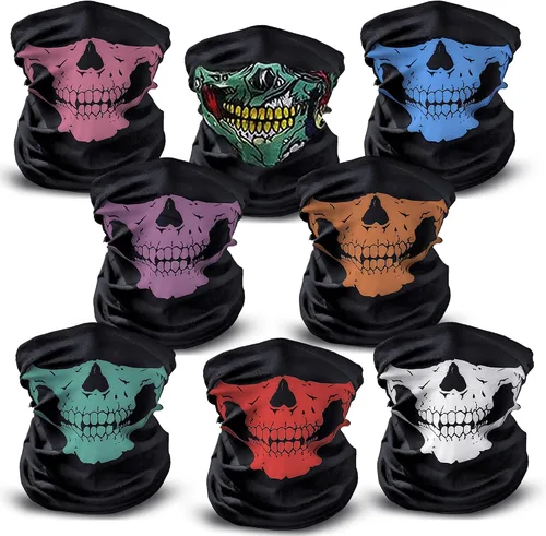 8 máscaras faciales de calavera, pasamontañas, fantasma, motociclista, bandana para motocicleta, bufanda mágica, a prueba de polvo, calentador de