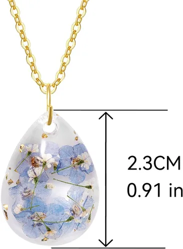 Miniatura 12 de Collar Forget Me Not – Collares de flores prensadas hechas a mano – Flores Forget-Me-Not que simbolizan el verdadero amor y respeto – Gran regalo