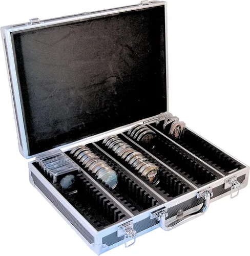 Miniatura 2 de Ursae Minoris Elite - Caja de aluminio negro para 100 cápsulas de monedas grandes, "H", XL, "I" o acrílico, 2 x 2