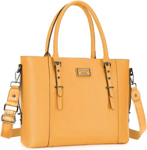 Miniatura 17 de MOSISO Bolso de mano de piel sintética para laptop para mujer (15-16 pulgadas), impermeable, de gran capacidad, maletín de trabajo de negocios