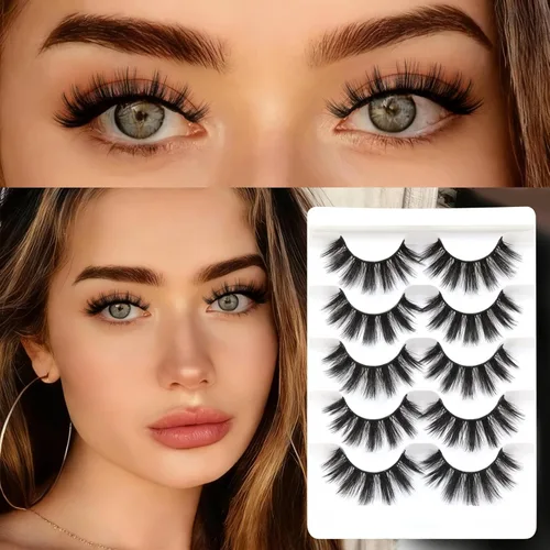 Miniatura 84 de Veleasha Pestañas postizas de manga puntiagudas, 100% hechas a mano, aspecto natural, pestañas postizas ligeras con banda transparente suave