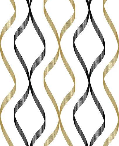 Miniatura 11 de NextWall Ogee Ribbon - Papel tapiz autoadhesivo (plateado y dorado)