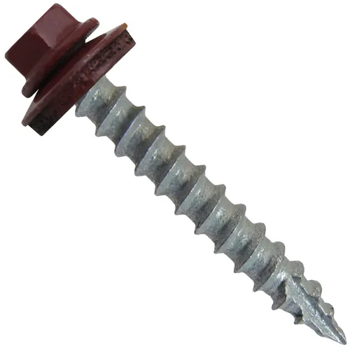 Miniatura 26 de Tornillos de metal para techos n.º 14 x 1-1/2 pulgadas, cabeza hexagonal de arandela de piel de buque Tornillo de techo de chapa metálica. Buckskin